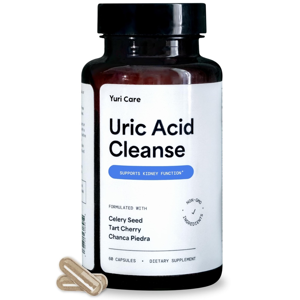 Natural Uric Acid Cleanse with Celery Seed, Chanca Piedra, Pomegranate Extract, Tart Cherry Extract Capsules - Kidney Cleanse Detox & Repair for Uric Acid Flush