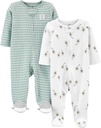 Simple Joys by Carters unisex-baby 2- way Zip Thermal Footed Sleep and Play, Pack of 2