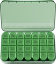 Odaro Weekly Pill Organizer 4 gange om dagen, Daily Pill Box 7 dag, Stor rejse Pill sag med 28 Segment til at holde medicin, Vitamin og tillæg - Fuld Olive