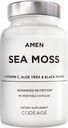 Amen Sea Moss Supplement - 1000mg Organic Irish Sea Moss, Bladderwrack, Burdock - Vitamin C, Aloe Vera, Black Pepper - Seaweed Superfood, Vitaminer, Mineraler og antioxidanter - Non- GMO - 90 kapsler