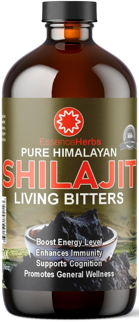 Essence Herbs Shilajit Bitters Liquids Made with Shilajit, Moringa, Black Seed, & Mere (Pack of 1)