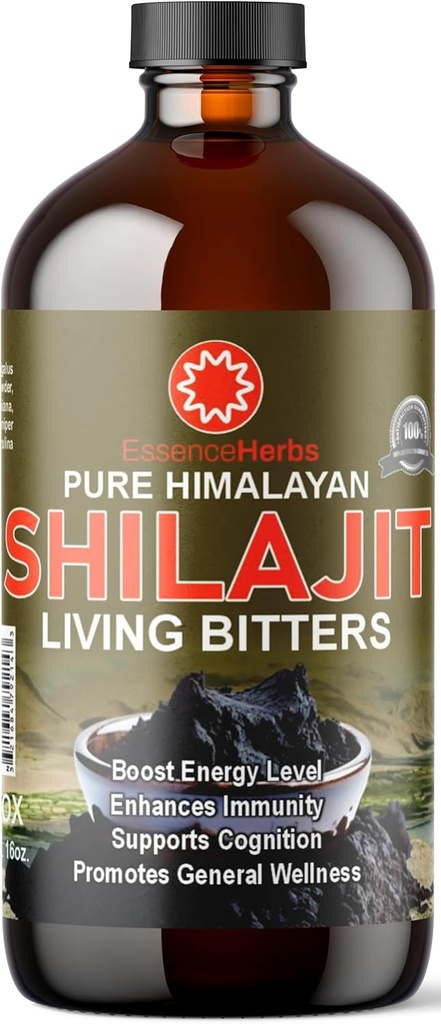 Essence Herbs Shilajit Bitters Liquids Made with Shilajit, Moringa, Black Seed, & More (Pack of 1)