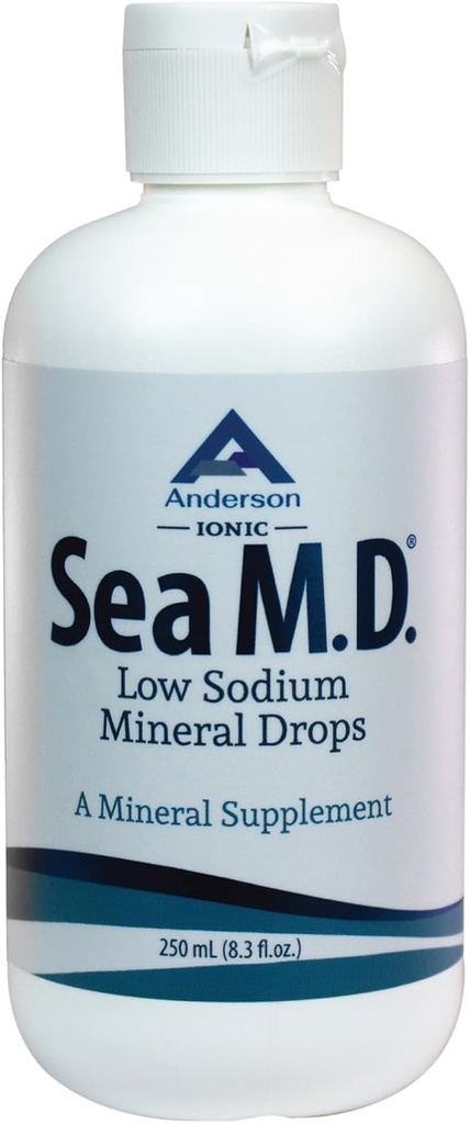 Anderson Sea M.D. Concentrated Trace Mineral Drops, Ionic Electrolyte Magnesium Supplement, Aids in Muscle Cramps, Liquid Magnesium and Trace Mineral, Easy to Take, 8.3 fl oz, 120 Servings