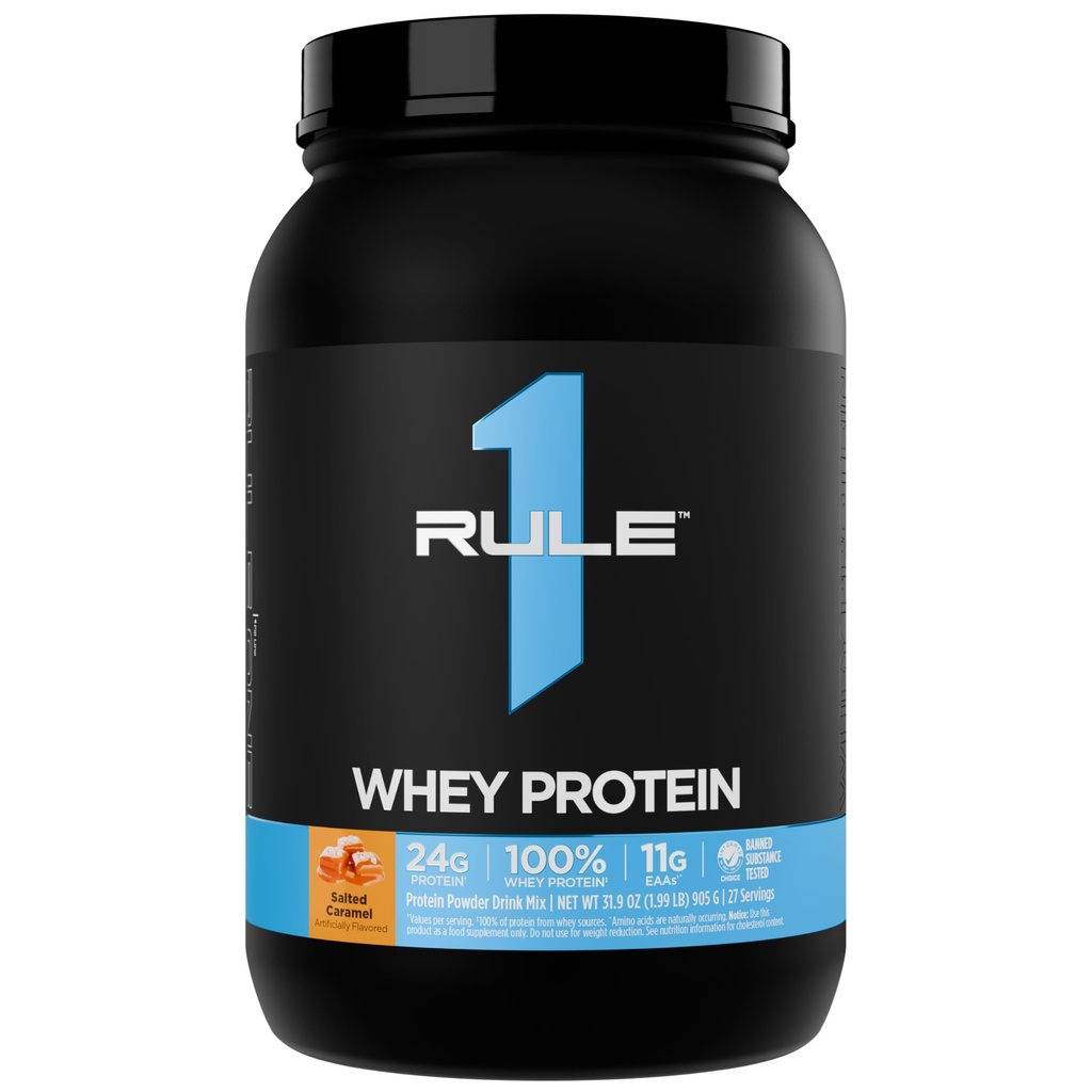 Rule 1 Proteins Whey Protein Powder, Salted Carmel, 27 Servings | 24g Fast-Acting Protein from All-Whey Sources with Naturally Occurring EAAs & BCAAs for Workout Recovery or Anytime Use