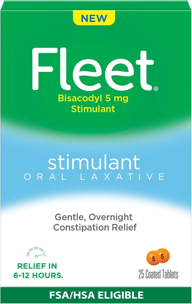 Fleet Oral Laxative Tablets for Overnight Constipation Relief for adult, Stimulant Laxative, 25 Greve