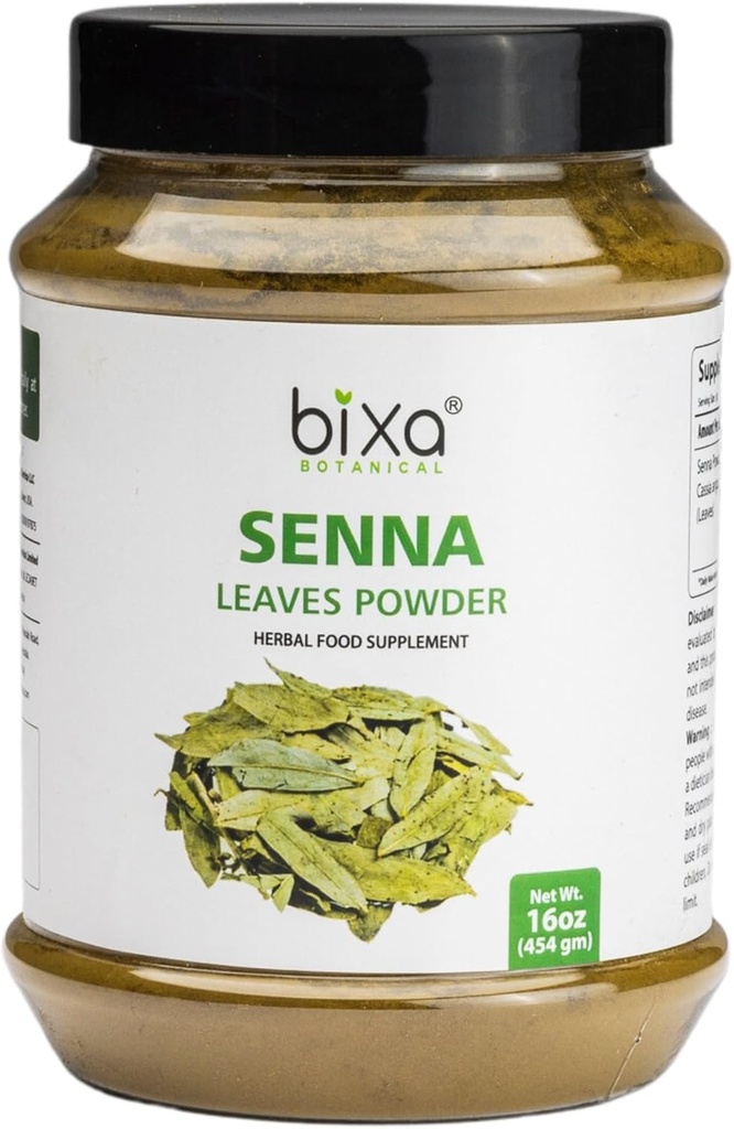 bixa BOTANICAL Senna blade pulver (Cassia angustifolia), 1 Pound (16 Oz) - Natural Herbal Laxative Medic124; Ayurvedic Herbal supplement til støtte fordøjelsesfunktion