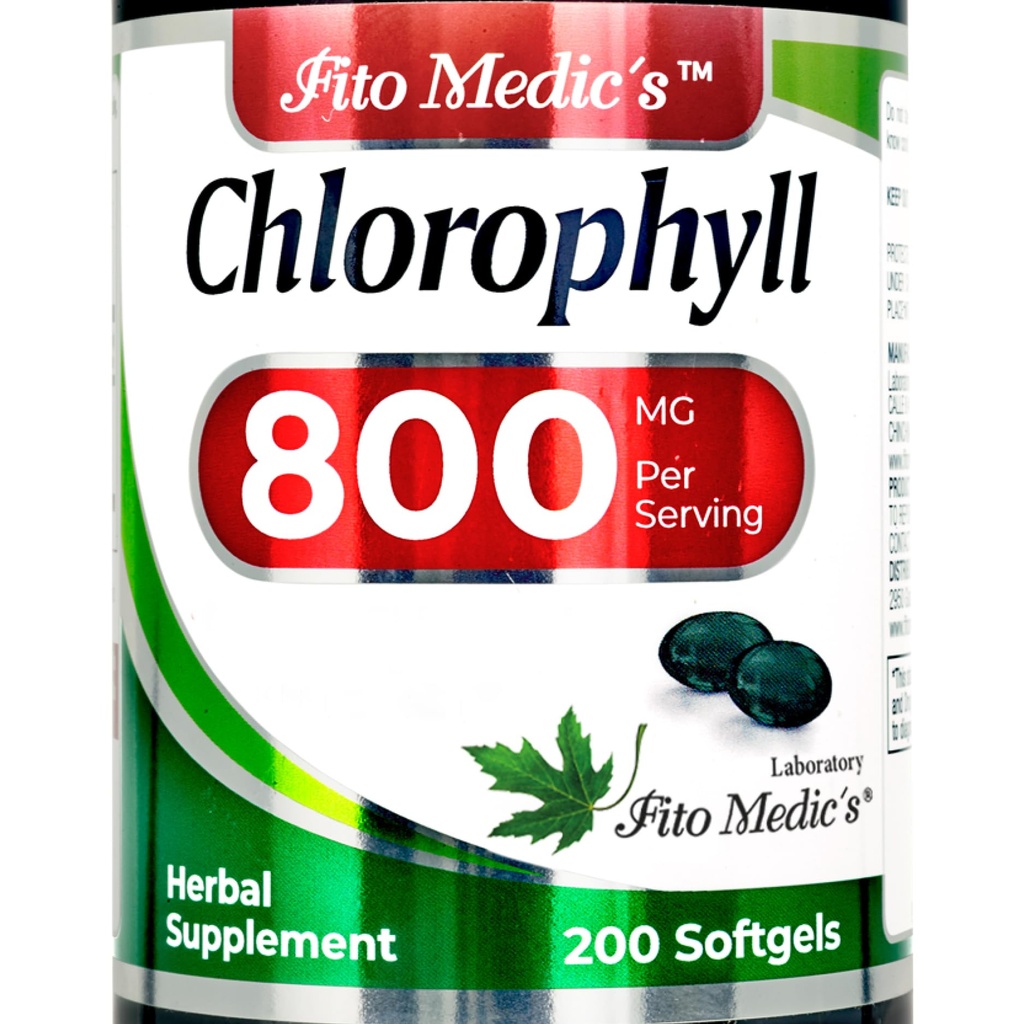 FITO MEDIC 'S Lab - Chlorophyll - Pure - 800 mg per Servering - 200 Softgels - Chlorophyll kapsler - Detox Cleanse, Grønne tillæg - Chlorophyll piller - Ultra høj absorption.