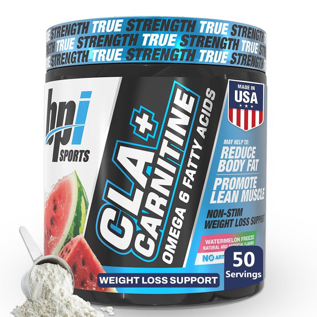 BPI Sports CLA + Carnitin - CLA L Carnitin & Linolsyre - L Carnitin supplement til vægttab, Metabolisme & Lean Muscle - Koffein fri - Watermelon Fryse - 50 Servering - 12.34 oz