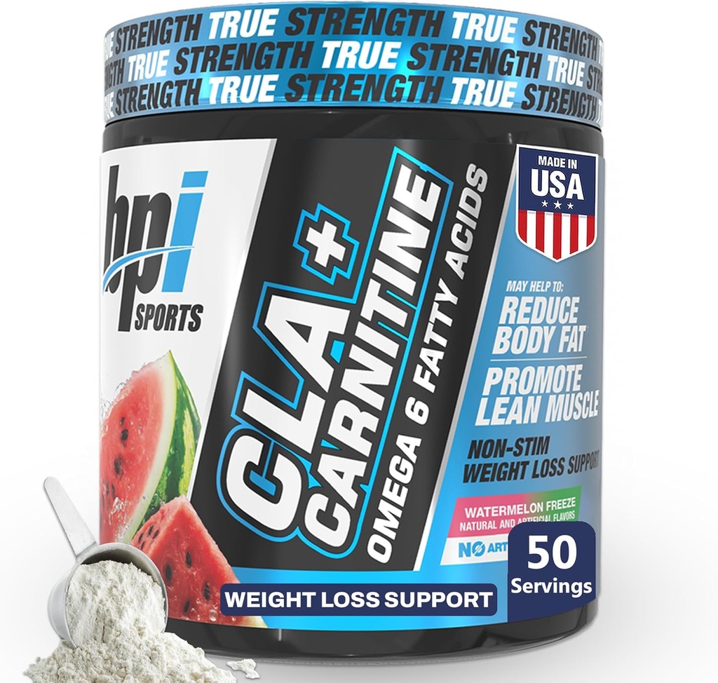 BPI Sports CLA + Carnitin - CLA L Carnitin & Linolsyre - L Carnitin supplement til vægttab, Metabolisme & Lean Muscle - Koffein fri - Watermelon Fryse - 50 Servering - 12.34 oz