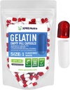 XPRS Nutra Størrelse 1 Tomme kapsler - 100 Greve Tomme Gelatine kapsler - Pille gør det - Pure Bovin Pill Gel Caps til Do- It- Yourself Kosttilskud (Clear Red / White)