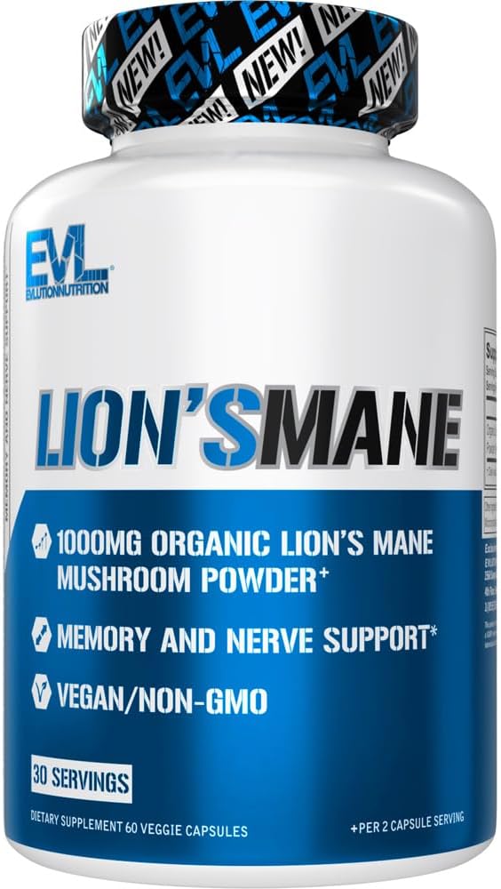 Evolution Organic Lions Mane Mushroom Supplement - Lions Mane Mushroom Capsules Nootropics Brain Support Supplement til Focus Memory Clarity og Immunity Support