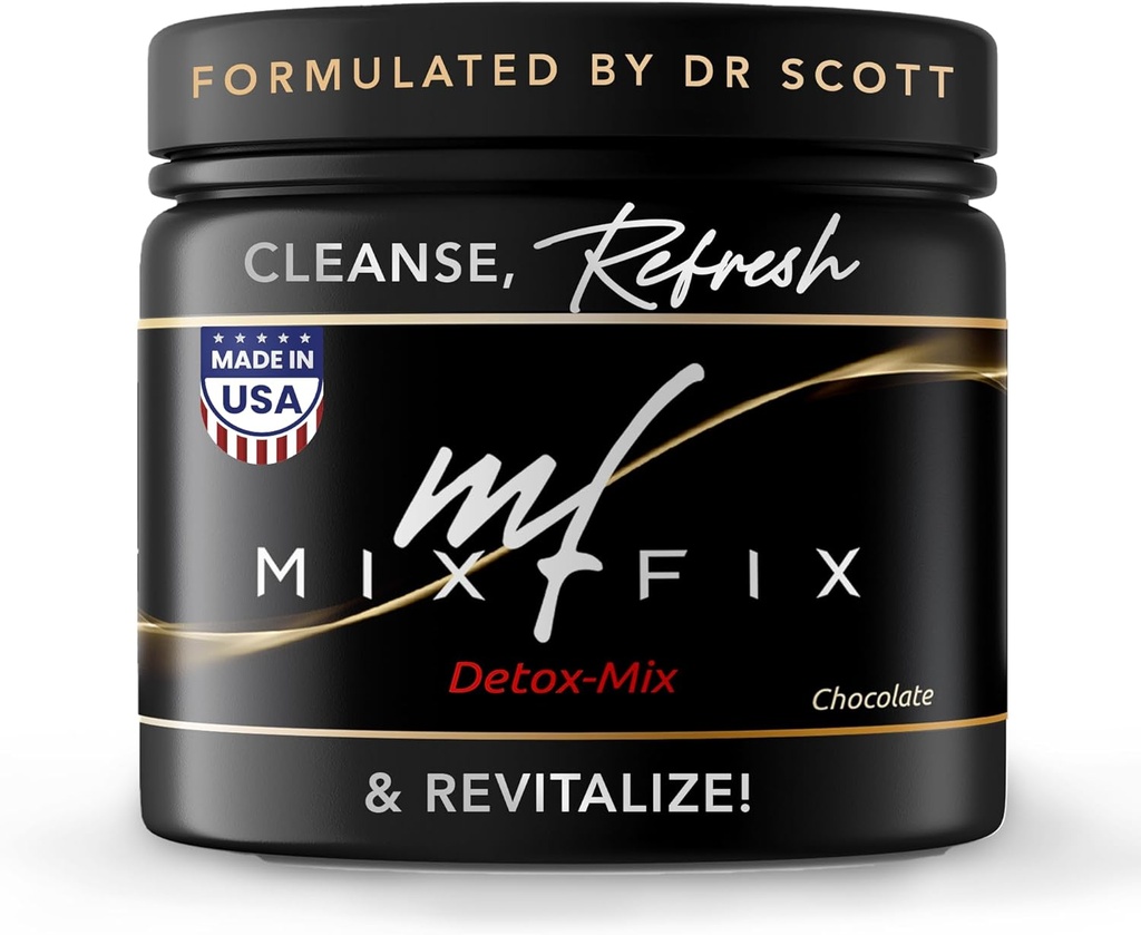 Mix- Fix Fuld Spectrum Detox pulver - Natural Daily Cleanse for fordøjelsessygdomme & Vitality - Plant baseret Vegan Lever Cleanse Powder - Forsigtigt understøtter krop afgiftning • 124; Chokolade (30 Servere)