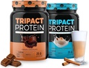Nutrologi TRIPACT Protein - Premium Nutrition Shake - Non- GMO Grass Fed Whey Protein, Plant Proteins, Greens, Superfoods & Probiotics - 5g BCAAs - Cremet Chocolate & VanillaLatte w / Cinnamon 1,5 lb Hver