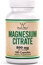 Magnesium Citrate 800mg, 180 Capsules, Digestion & Constipation Support, Vegan Safe, Non-GMO, Double Wood Supplements