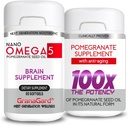 Nano Pomegranat supplement Clinically Proven (2-måneders Tilgang) Brain Kosttilskud med anti-aging, hukommelse piller, Omega 5 Pomegranat supplement, 2 flasker 60ct hver