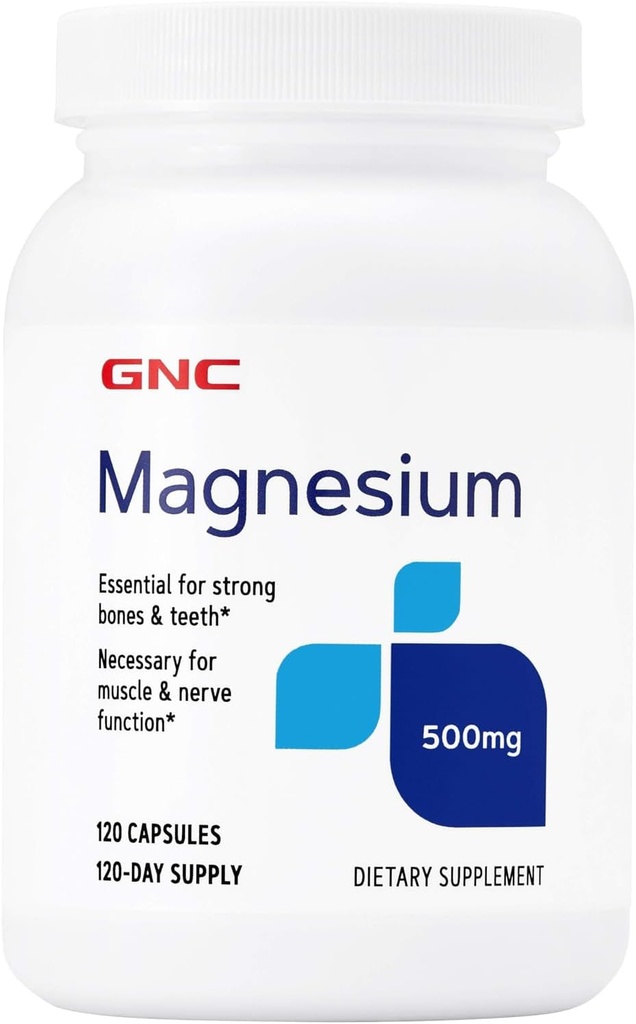 GNC Magnesium 500 mg, 120 kapsler, understøtter kalciumabsorption og stærke tænder og knogler