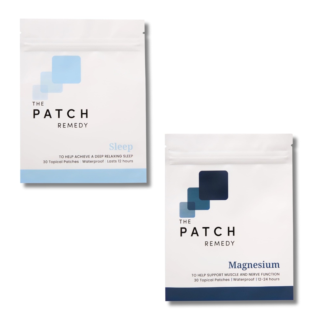 The Patch Remedy Sleep & Magnesium Bundle - (60 Patches) Natural Melatonin- Free Sleeping Patch & Magnesium Glycinate Patch Kit Note 124; Mineral & Sleep Support