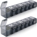 2 Pack Extra Stor Ugentlig Pill Organizer, BPA Free Pill Box 7 Dag med XL Segment for Fish Oils, Rejsevenlig Medicin Organizer Pill Case for Vitaminer, Kosttilskud