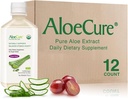 AloeCure USDA Organic Aloe Vera Juice Grape Flavor, Lavet inden for 12 Timer af Høst - Pure Aloe Vera fordøjelse & immunsundhed supplement, Hjælper med at opretholde Balanceret Mavesyre, 16.7oz x 12 Btls