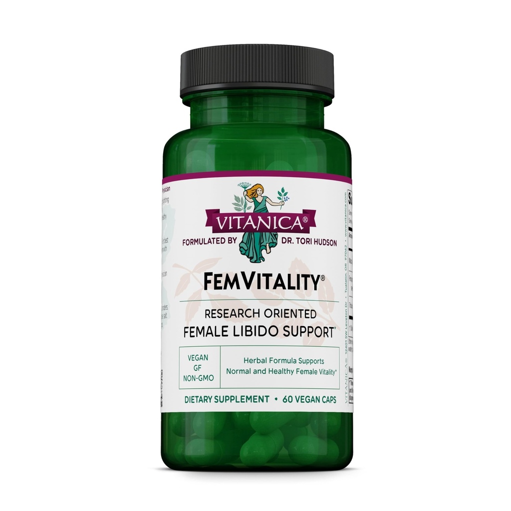 Vitanica FemVitality Libido Supplement for kvinder, Natural kvindelige Libido Booster for kvinder, Øger intim drev, Desire og Stamina, Hjælper vaginal tørhed, Vegan 60 Kapsler