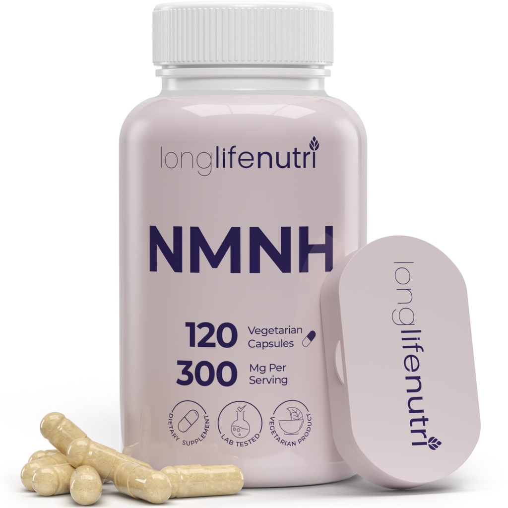 LongLifeNutri NMNH 300mg (Dihydronicotinamid Mononucleotid) - 120 Vegan kapsler, 2 - Måned Supply, NMN Alternative, NAD Supplement for Energy & Longevity, Lab Testet, Made in USA