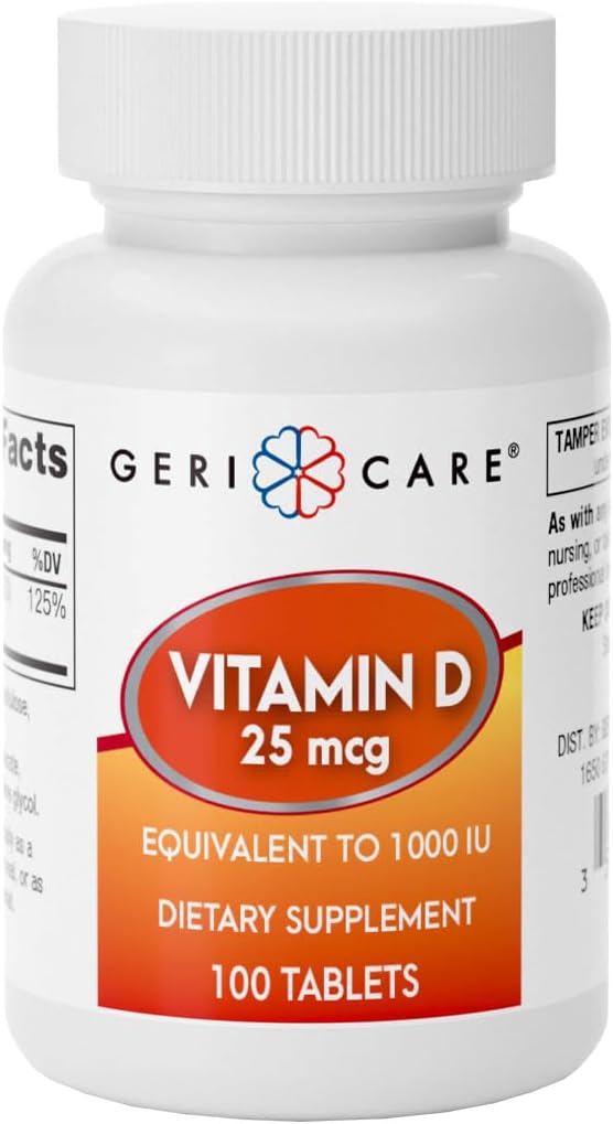 GeriCare D-vitamin 25mcg tabletter, fremmer sunde knogler & immunforsvar, kosttilskud, 100 greve (pakke med 1)
