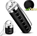 TaroKitc Metal Weekly Pill Organizer, Stilfuld Aluminum Alloy Travel Pill Box, Portable Vandtæt Daglig Pill sag, 7 dages medicinholder med stort kompleks for vitamin, fiskeolie, tillæg (sort)