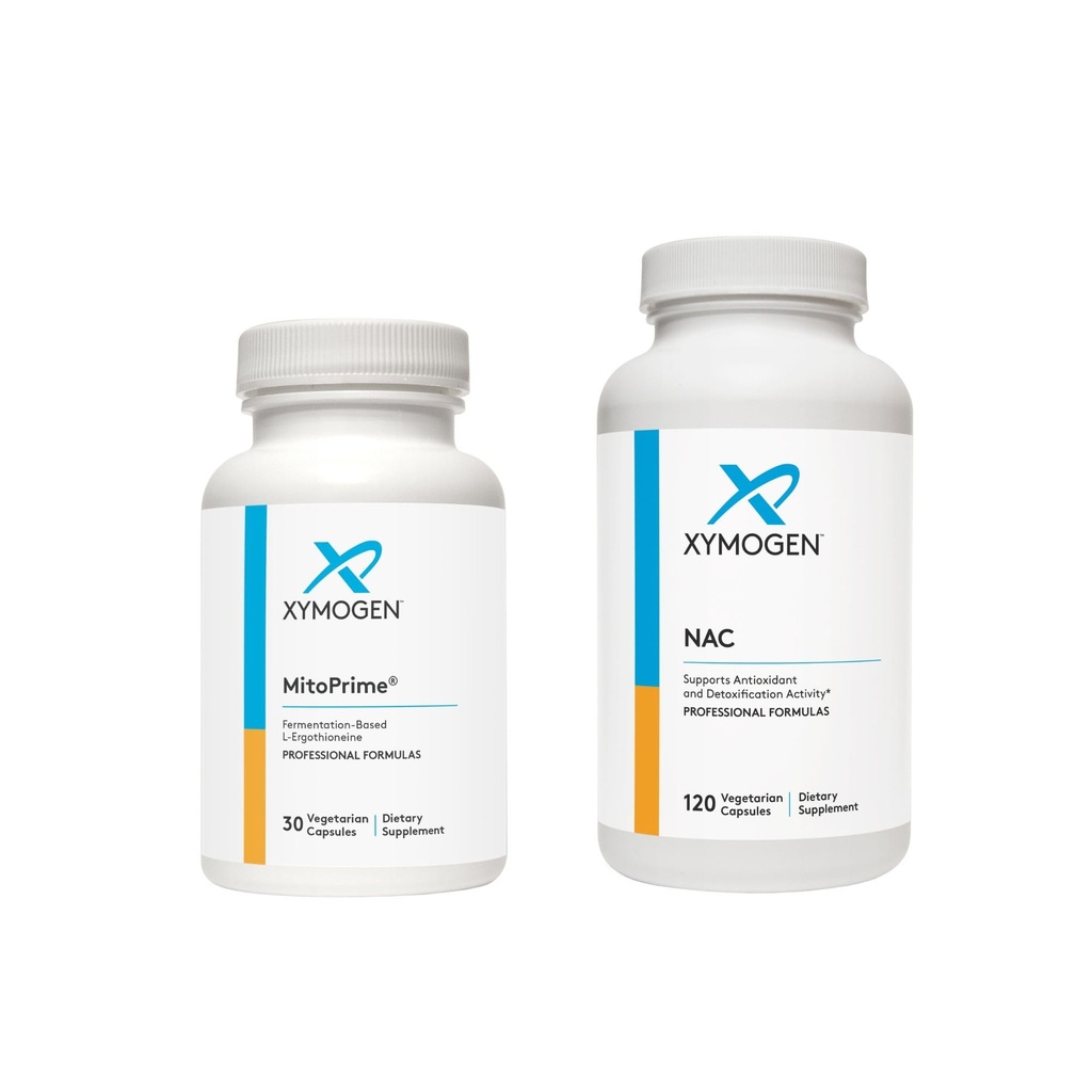 XYMOGEN MitoPrime (30 kapsler) + NAC (120 kapsler) 2- Product Bundle - L Ergothioneine Antioxidant Supplement med 600 mg N- Acetyl- Cysteine NAC Supplement