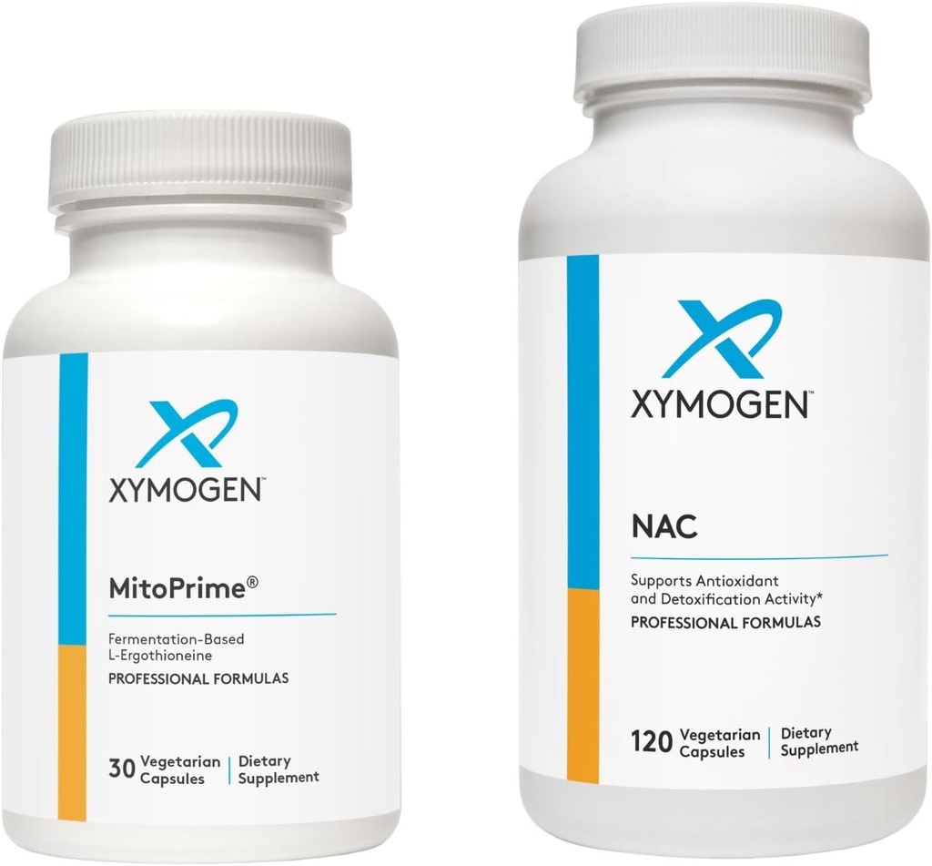 XYMOGEN MitoPrime (30 kapsler) + NAC (120 kapsler) 2- Product Bundle - L Ergothioneine Antioxidant Supplement med 600 mg N- Acetyl- Cysteine NAC Supplement