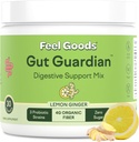 Mærk varer Gut Guardian, Organic Fiber, Probiotic & Prebiotic Powder, Sugar Free, Urter til Bloat, Gut Health Support, fordøjelsessygdomme for mænd og kvinder, ikke GMO, Vegan, Lemon Ginger, 30 Servere