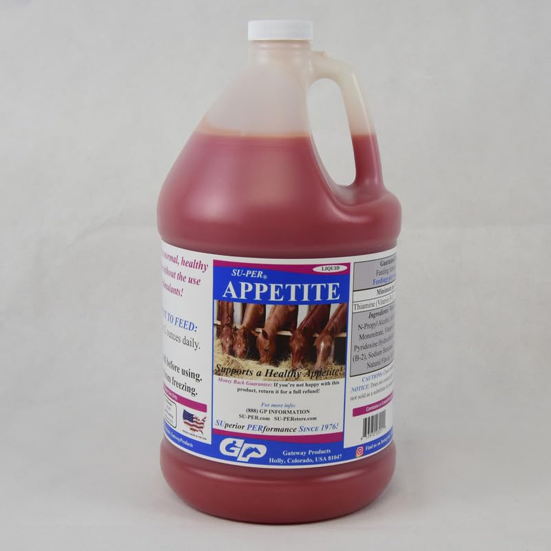 SU- PER Appetite Supplement for heste - Equine Appetite Booster Liquid Feed Supplement - Vitamin Support for Sund Appetite - 1 Gallon, 4 Måneder Supply