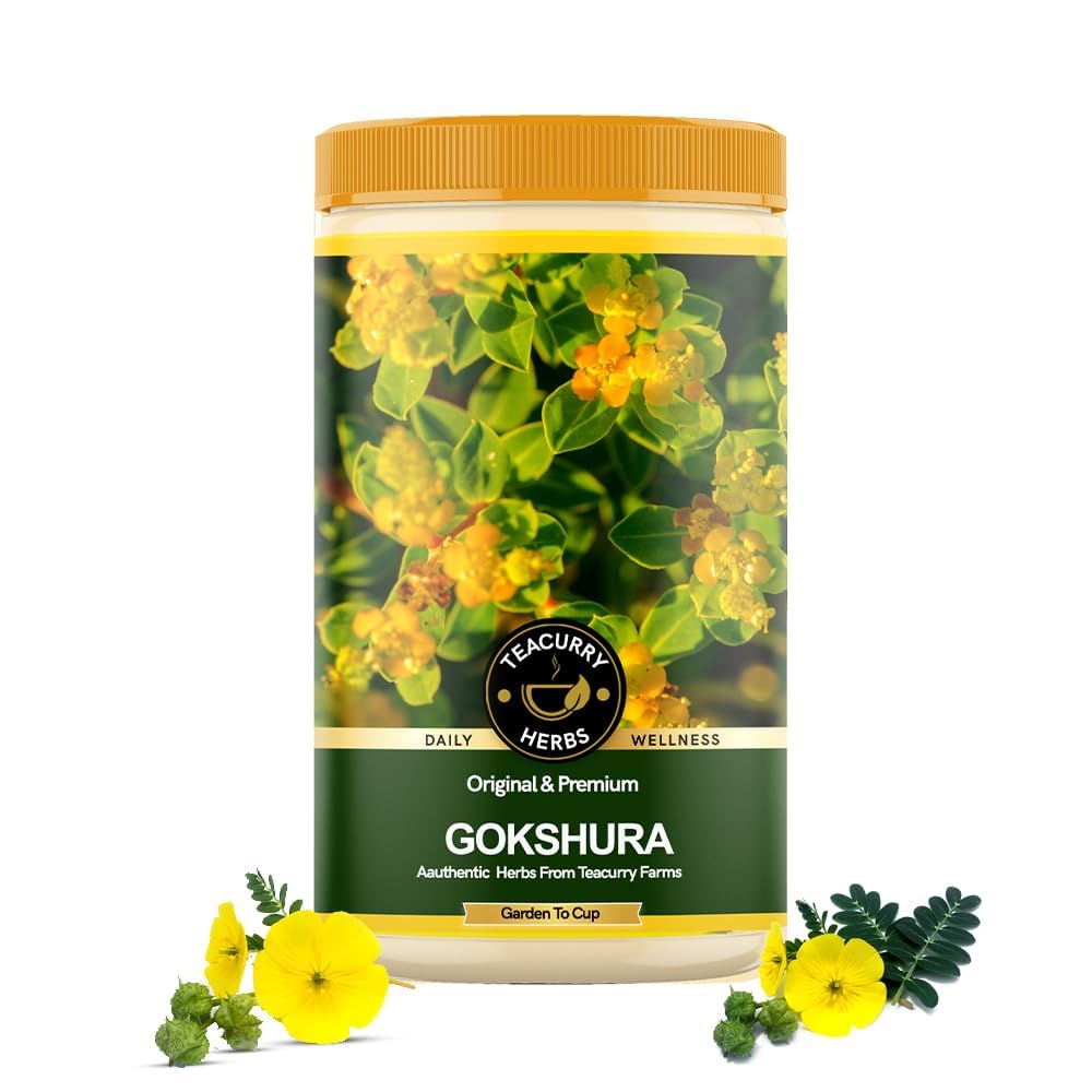 TEACURRY Gokshura (125 Gram Pack) - Hjælper til Boost Energy & Vitality, Understøtter Nyre Wellness fremmer samlet velvære - Chota Gokhru