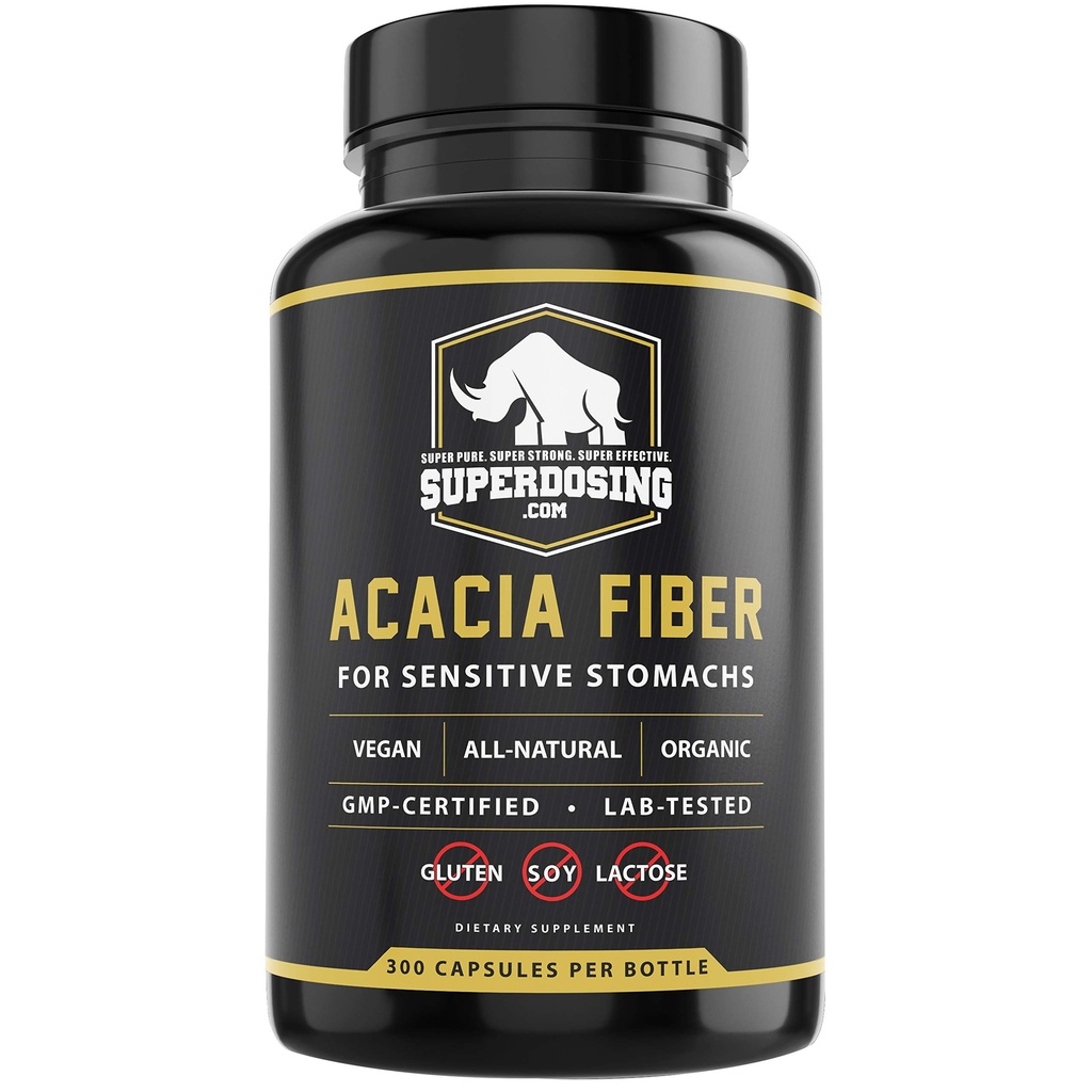 Hurtig fungerende, Organic Acacia Senegal Fiber Kapsler 300pk. Naturlige Opløselige Fiber Supplement Pille. Vegansk Prebiotiske Kapsler.