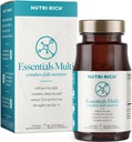 Nutrish-Rich Essentials Multi-124; Multivitamin med Fish Oil Omega-3 til mænd og kvinder, understøtter energi, immunforsvar, vitamin A, C, D3, E, K2, og zink, non-GMO, gluten fri (60 Greve)