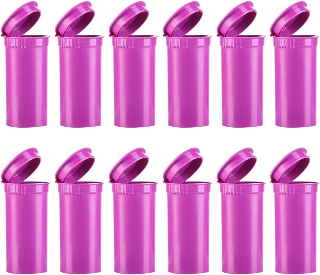 12 Pack Tomme Plastic Pill Flasker med Caps, lufttæt Multi- Formål 13 Dram Pill Container med Pop Top Caps til medicin, kosttilskud, eller enhver lille genstand (Grape Opaque)