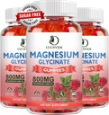 Sugar Free Magnesium Glycinate Glycinis, 500mg Magnesium Glycinat med 200 mg Magnesiummalat, Taurat, Oxide, COQ10, B6-vitamin og D3, Afslapning, Calm Mood, 60 Raspberry Gummies (3 Pack)