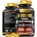 Berberine supplement - 7in1 Formel - Kombiner med gurkemeje, Royal Jelly, Ceylon kanel, Ginkgo Biloba, Ginger & Black Pepper - fordøjelsessygdomme, immunforsvar - 120 kapsler