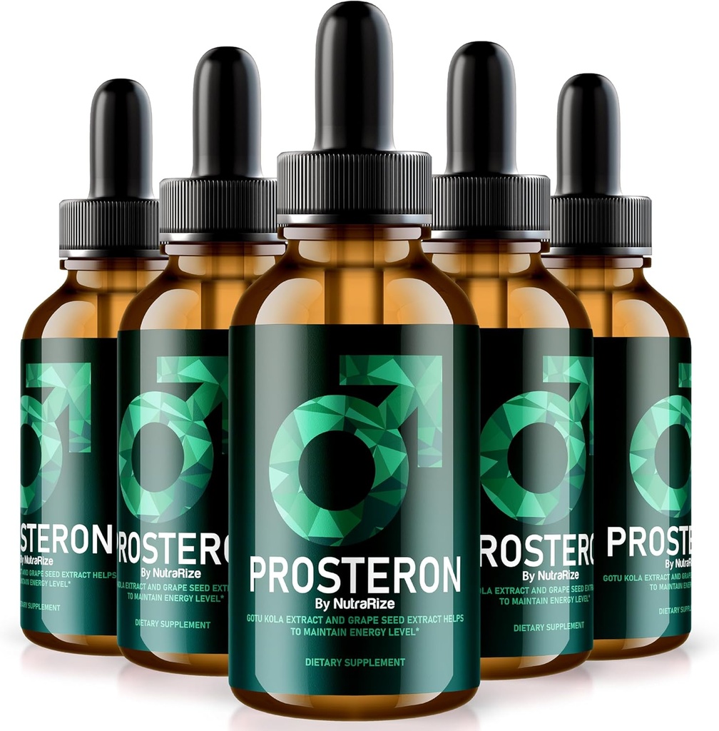 NutraRize (5 Pack) Prosteron Drops, All- Natural Prostate Health Supplement, Premium Vitamin til støtte sund cirkulation, Officiel Prosteron Formel Anmeldelser (150 Servere)