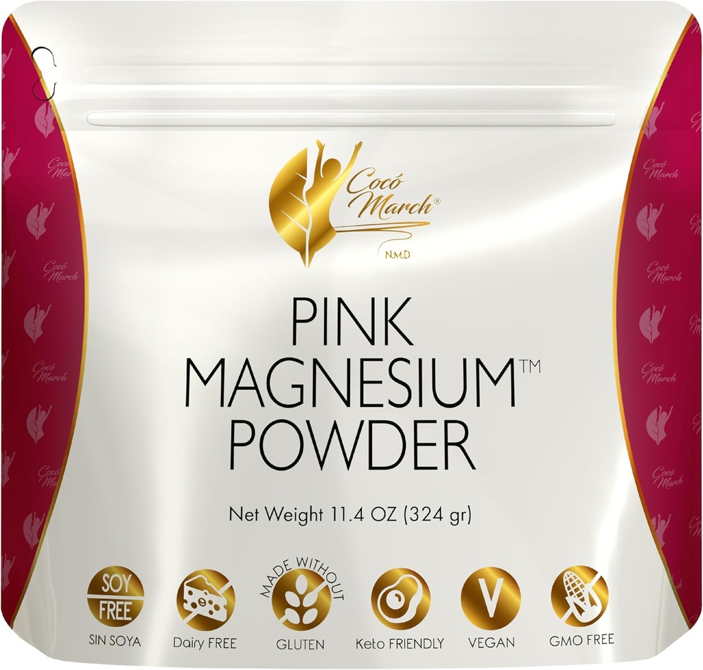 Cocó marts N.M.D Pink Magnesium Powder - fremmer søvn, afslapning og sund hjernefunktion, Jordbær Flavor - Gratis fra: Gluten, Dairy, GMO 'er, Soy, Vegan, Keto Friendly - 45 Day Supply