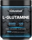 NatureBell L- Glutamin Powder Gut Health Shut 124; 600 Bedste, 5000mg Per Servering, 100% Pure -Unflavored -Vegan Glutamin Powder for Post Workout Recovery, Immun Support -120 Serveringer