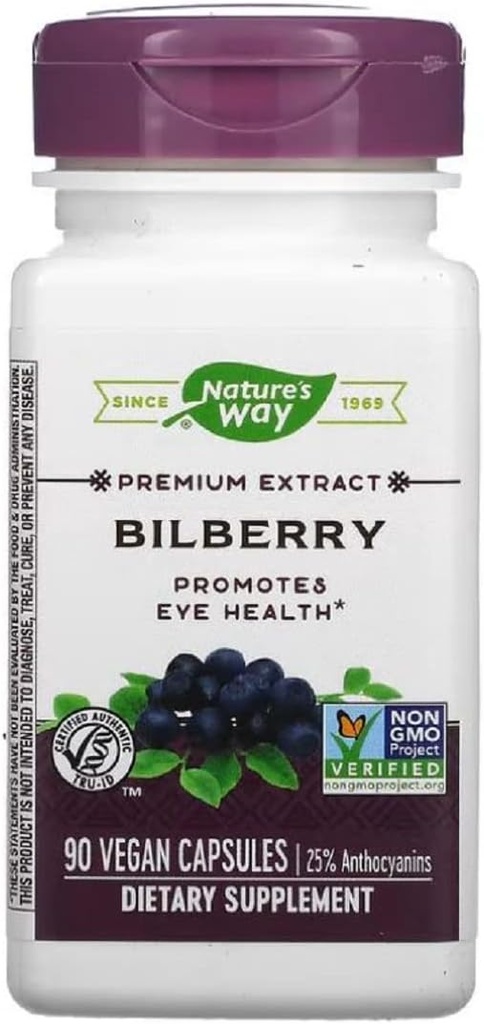Nature 's Way Bilberry Standardized Extract Veg Kapsler 90 ea (pakke med 2)