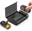 Zannaki Metal XL Weekly Pill Organizer 2 gange om dagen, Stor rejse Daily Pill Box 7 dag, Portable Uge To Pill Holder Container, AM PM Pill sag for medicin Vitamin Medicin supplement, sort
