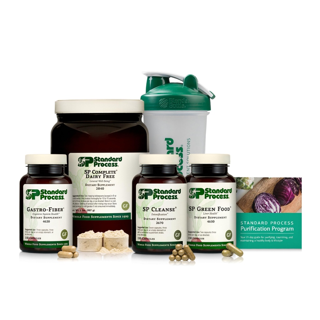 Standard Process Rensning Produkt Kit med SP Complete Dairy Free og Gastro Fiber - 21-dages Detox til sund kropsvedligeholdelse - Vegan, Gluten- Free & Non- Dairy - 1 Kit
