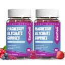 Magnesium Glycinat Gummies 400mg med L- Threonin 200mg - Sukkerfrit Magnesium Kalium tillæg med vitamin D, B6, CoQ10 for Muskel - 120 blandet berry smag Gummies