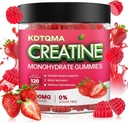 Creatine Monohydrate Gummies for Men & Women 120 CT - 5600mg of Creatine Monohydrate per Serving, Chewable Creatine Monohydrate for Muscle Support & Energy Boost, Sugar Free, Vegan (Strawberry Flavor)