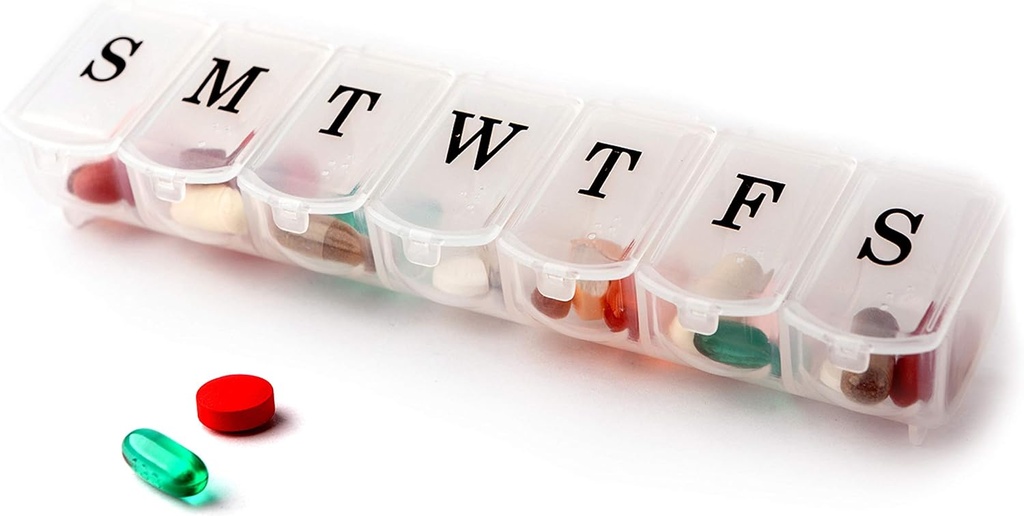 Deke Home - Ugentlig Pill Organizer, 7 dages Pill Box med store kompartmenter & Snap-Luck Lids, Easy Open, BPA Free Plastic Medicine Organizer til piller, Vitamin & Kosttilskud, Rejser venligt