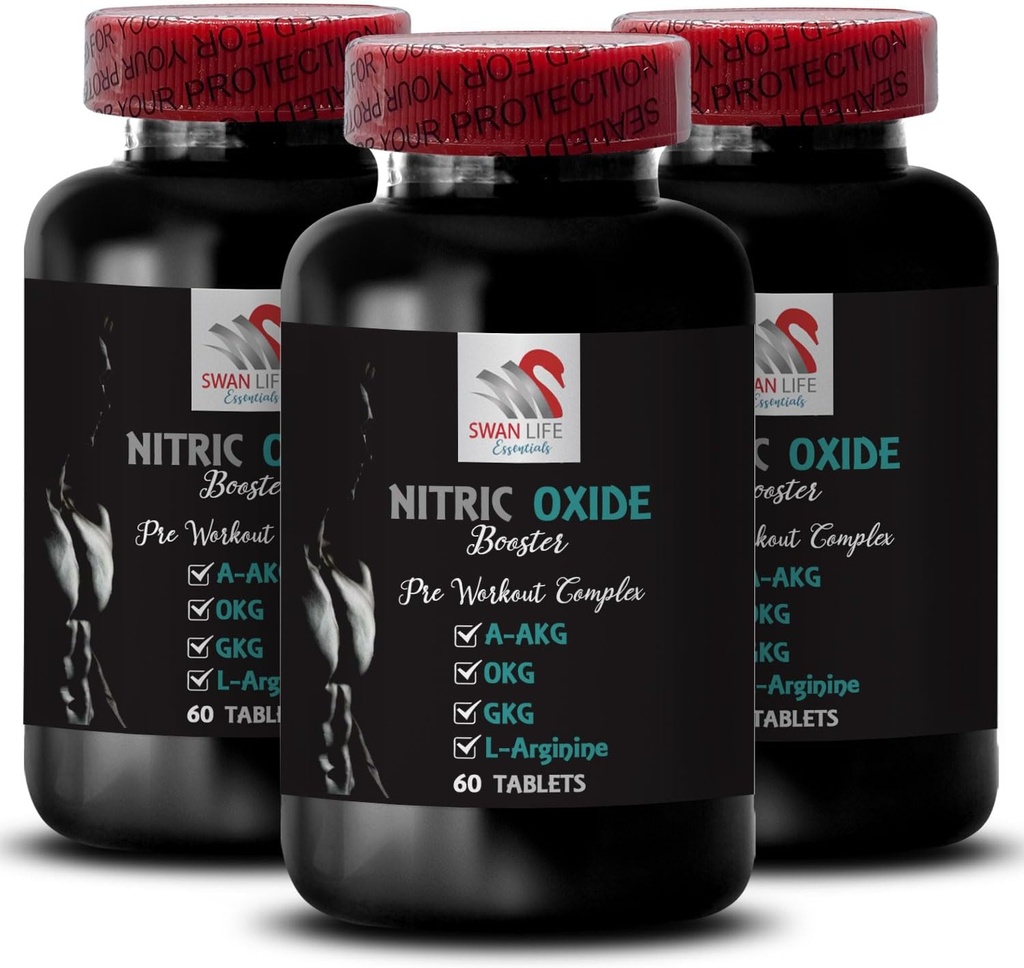 Øvelse supplement - NITRIC OXIDE BOOSTER - nitrogenoxid kosttilskud til mænd, nitrogenoxid booster supplement, udholdenhed supplement, udholdenhed booster, træning support, fitness energi 3 Flaske 180 Tabs