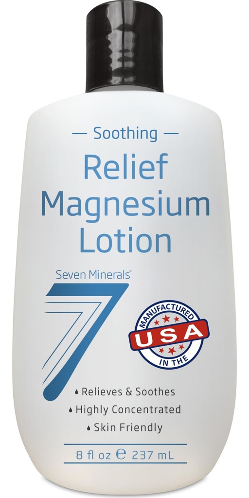 Syv mineraler Magnesiumlotion til søvn, lindrende lindring og afspænding - stærkt koncentreret Magnesium til bedre søvn, kost og fælles pleje. Ikke-fedtet lotion med hud venlige ingredienser - 8 fl oz