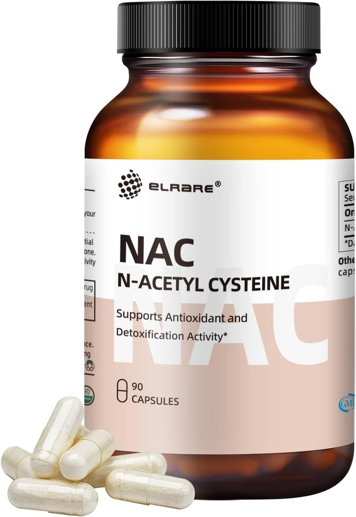 N- Acetyl- L- cystein (NAC) Supplement 450mg, Antioxidant, fremmer lever & Nyre Detox, understøtter respiratorisk sundhed og immunfunktion, 90 kapsler