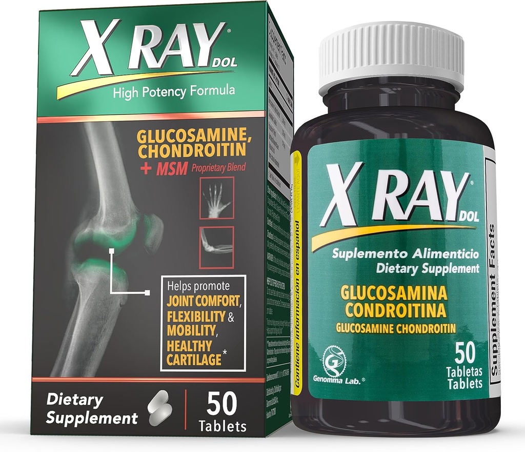 X Ray High Potency Joint Health Supplement, med Glucosamin 1500mg, Chondroitin 300mg, MSM 120 mg, Understøtter sunde Joints, Bones & Cartiage - 50 Greve
